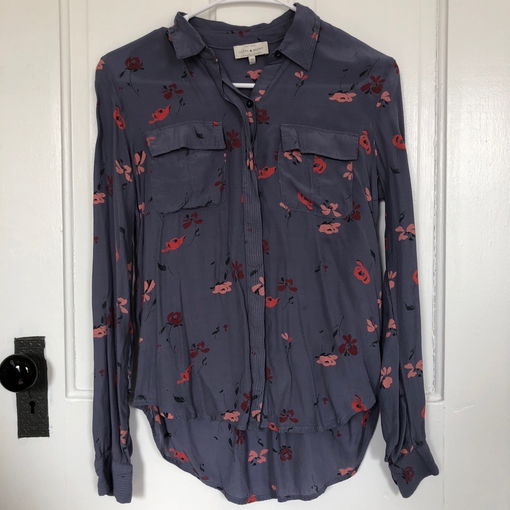 Lucky Brand Floral Button Down Top Size XS